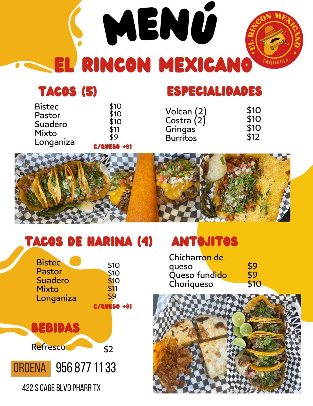 El Rincón Mexicano Menu