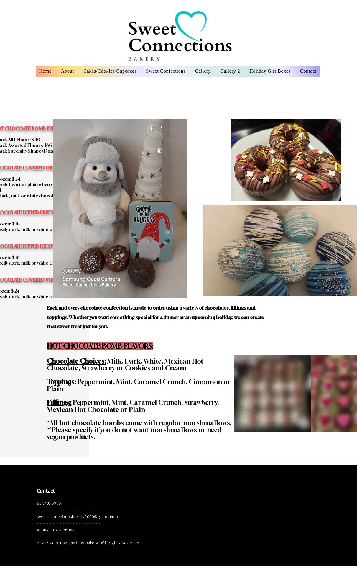 Sweet Connections Bakery Menu