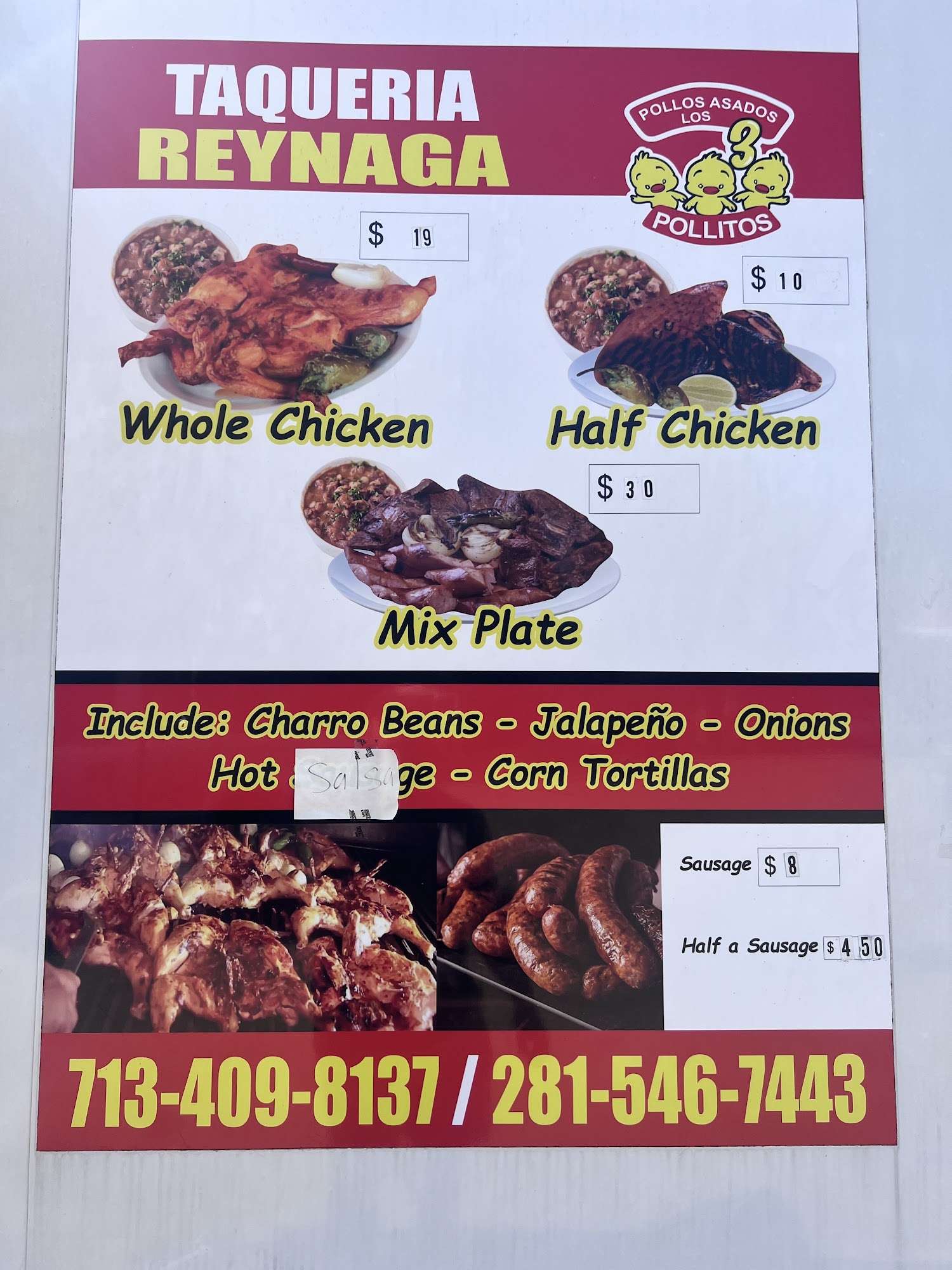 Pollos Asados los 3 pollitos Menu