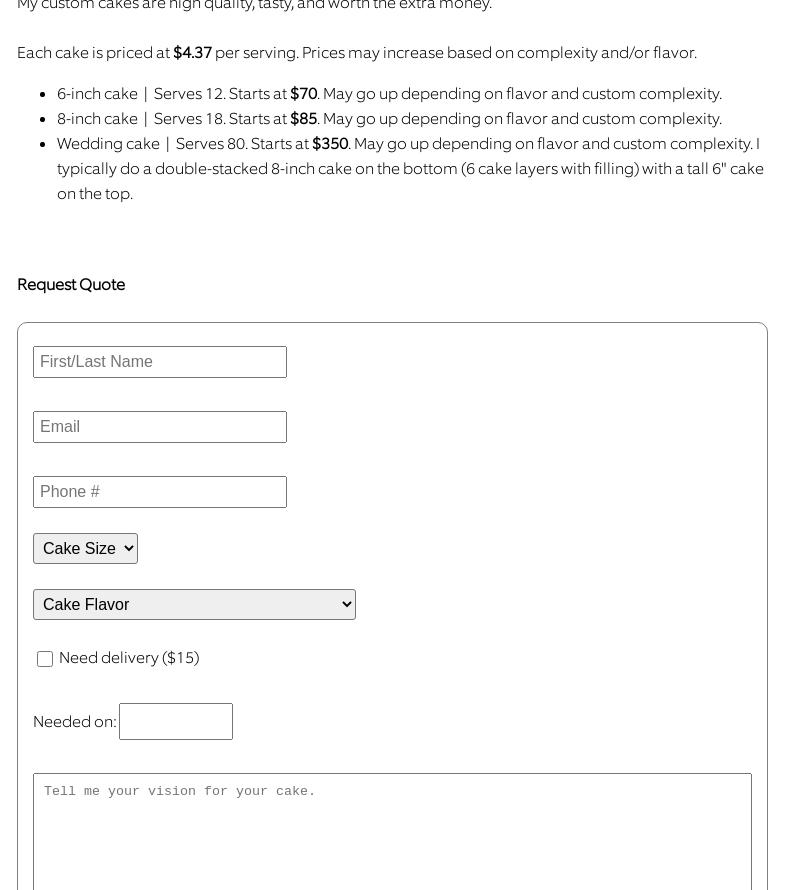 Sweet Dezi Bakes Menu