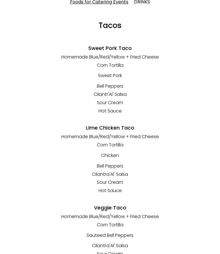 Uncle Al's Tacos Menu