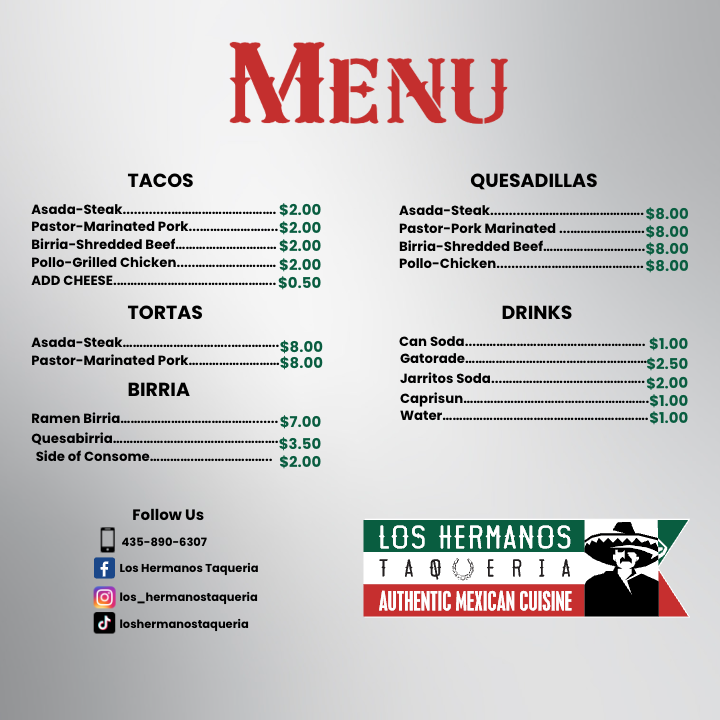 Los Hermanos Taqueria Menu