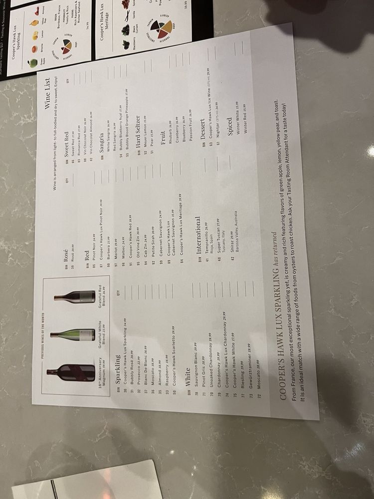 Cooper's Hawk Winery & Restaurant, Ashburn Menu, Reviews (1032