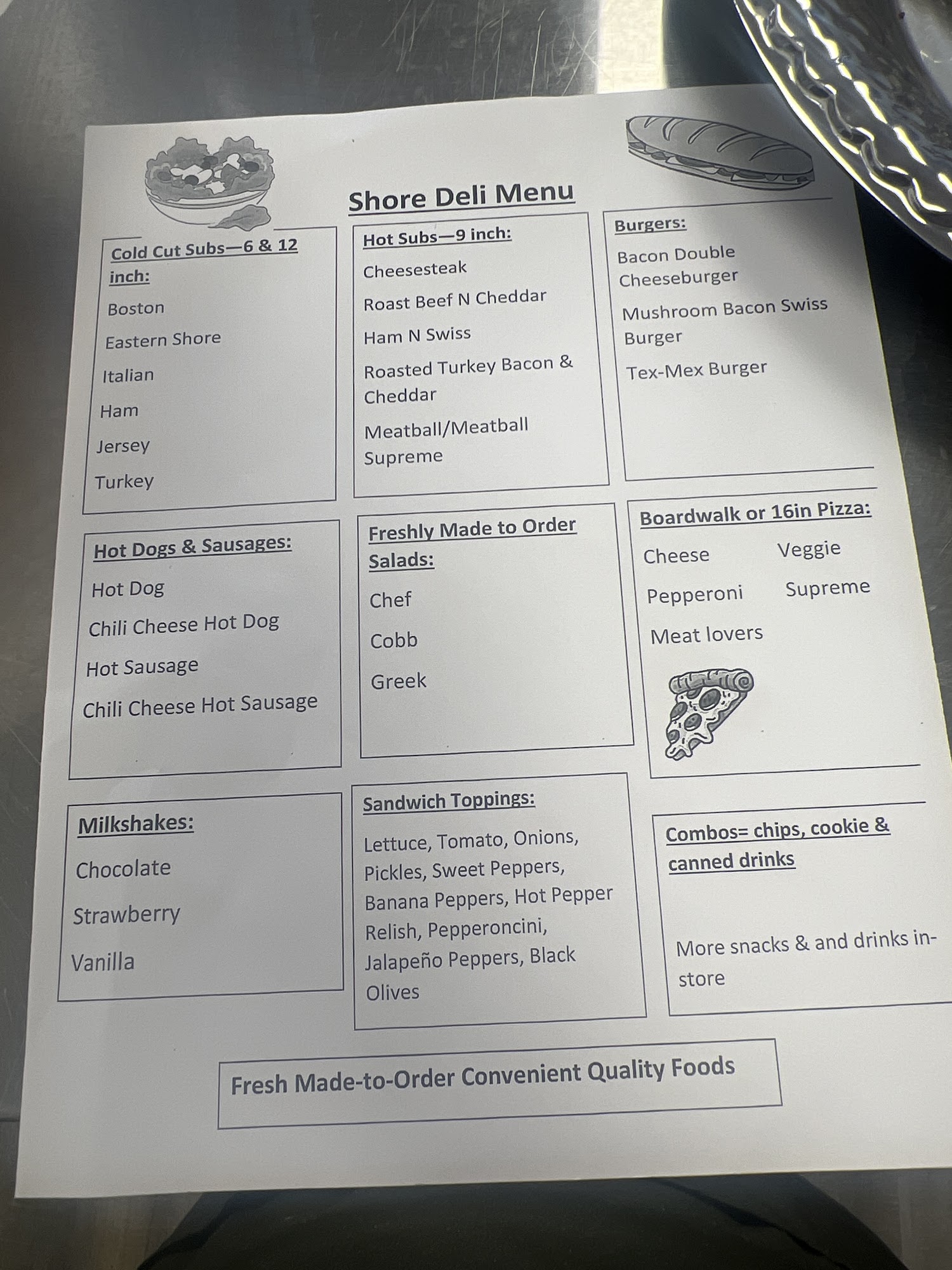 Shore Deli Menu