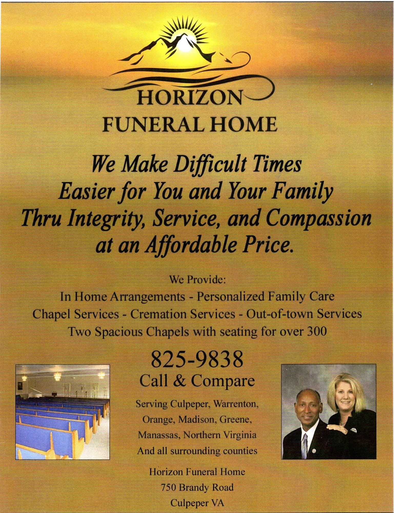 HORIZON FUNERAL HOME Culpeper VA Hours, Directions, Reviews