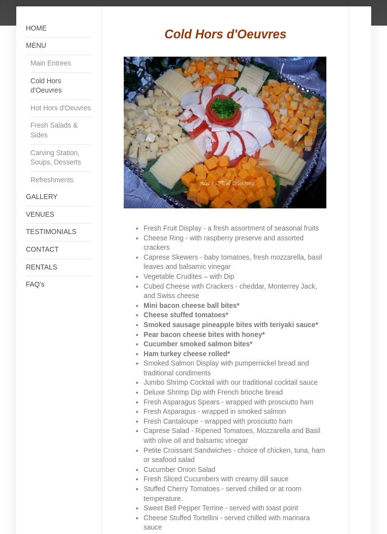 Lee's Hill Catering Menu