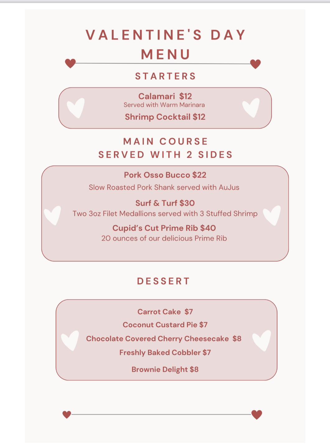 Court House Cafe Menu