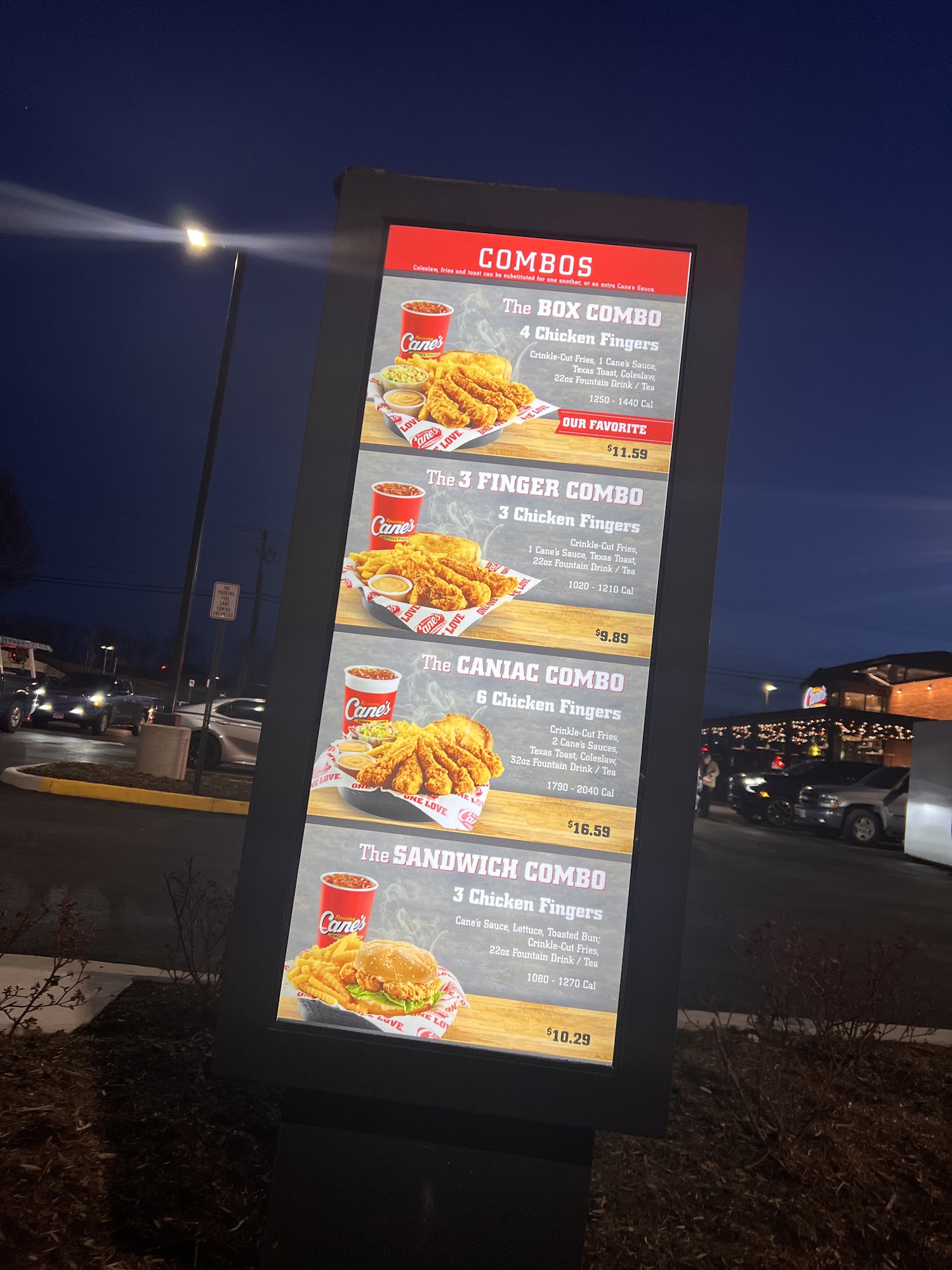 Raising Cane's Chicken Fingers Menu