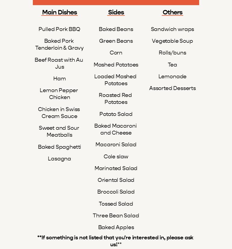 T's Roarin' BBQ Menu