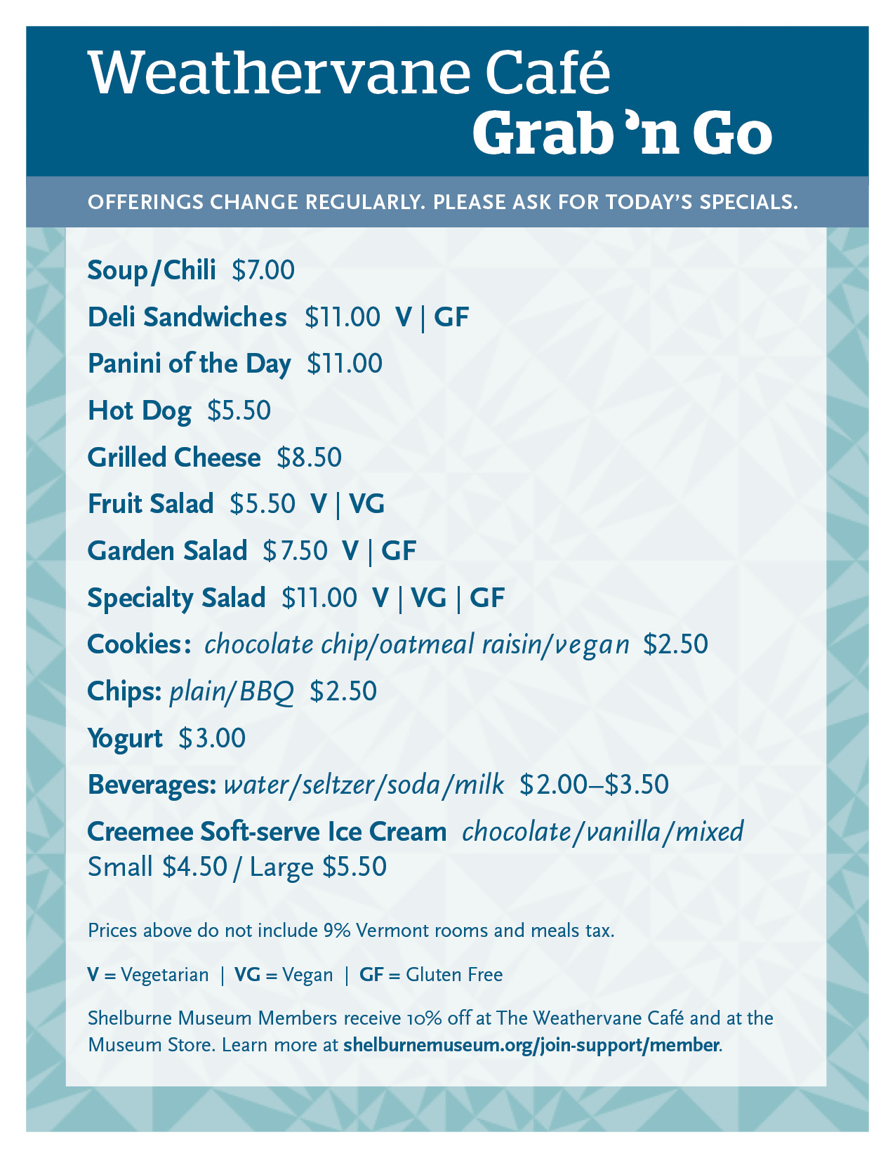 The Weathervane Café Menu