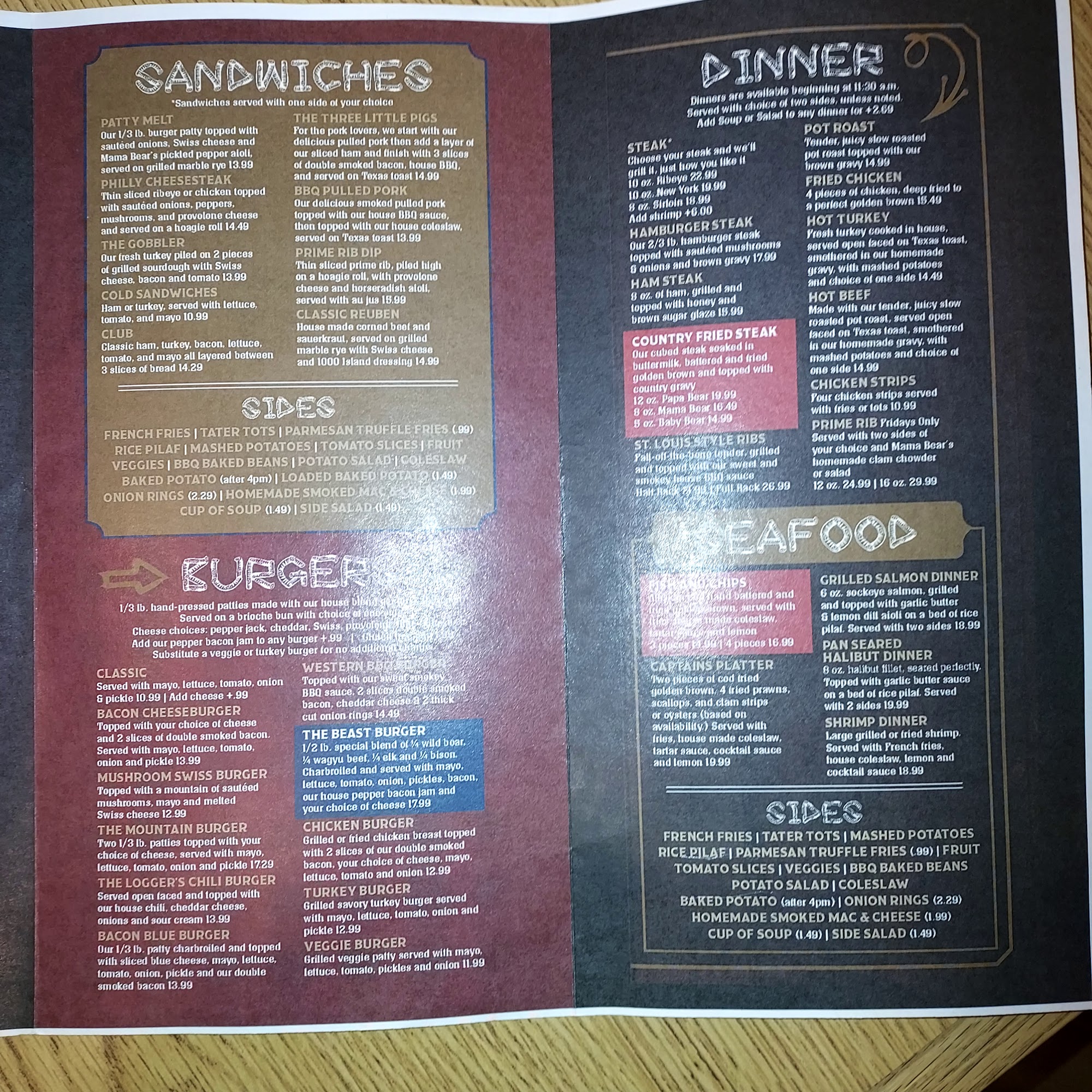 Papa Bear's West Family Restaurant & Bar, Chehalis Menu, Reviews (142