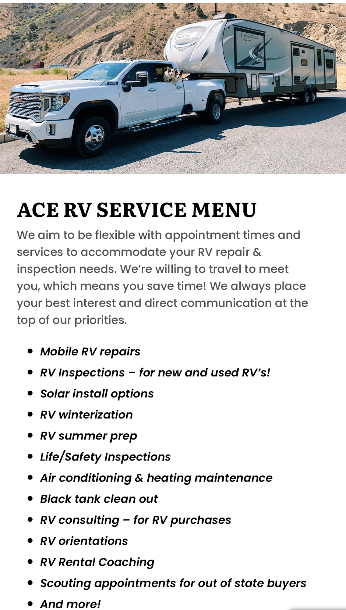 ACE RV MOBILE SERVICE ONLY, 17318 432nd Ave SE, North Bend Washington 98045