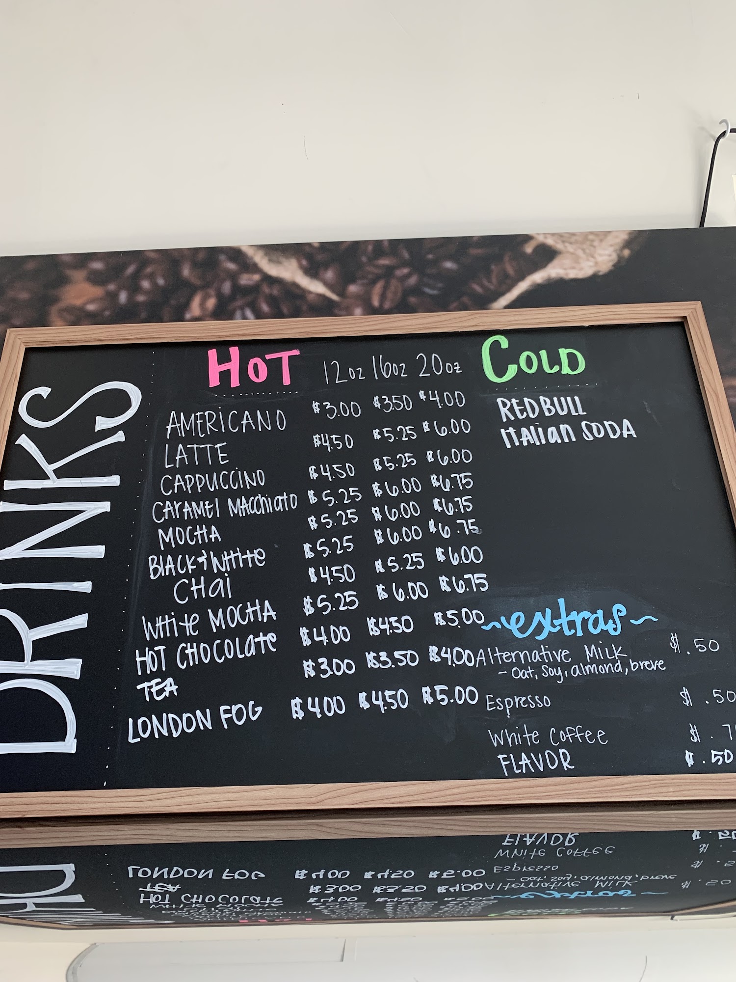 Urban coffee Menu