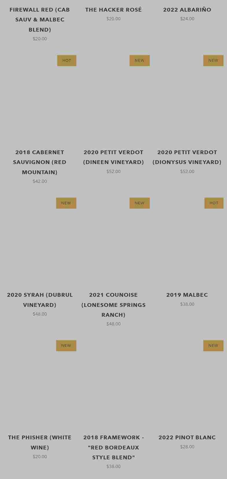 Category 5 Cellars Menu