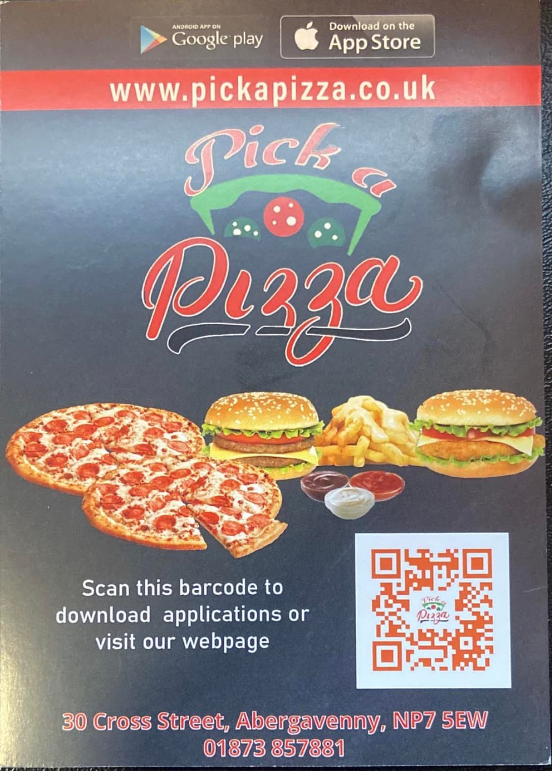 Pick A Pizza Menu