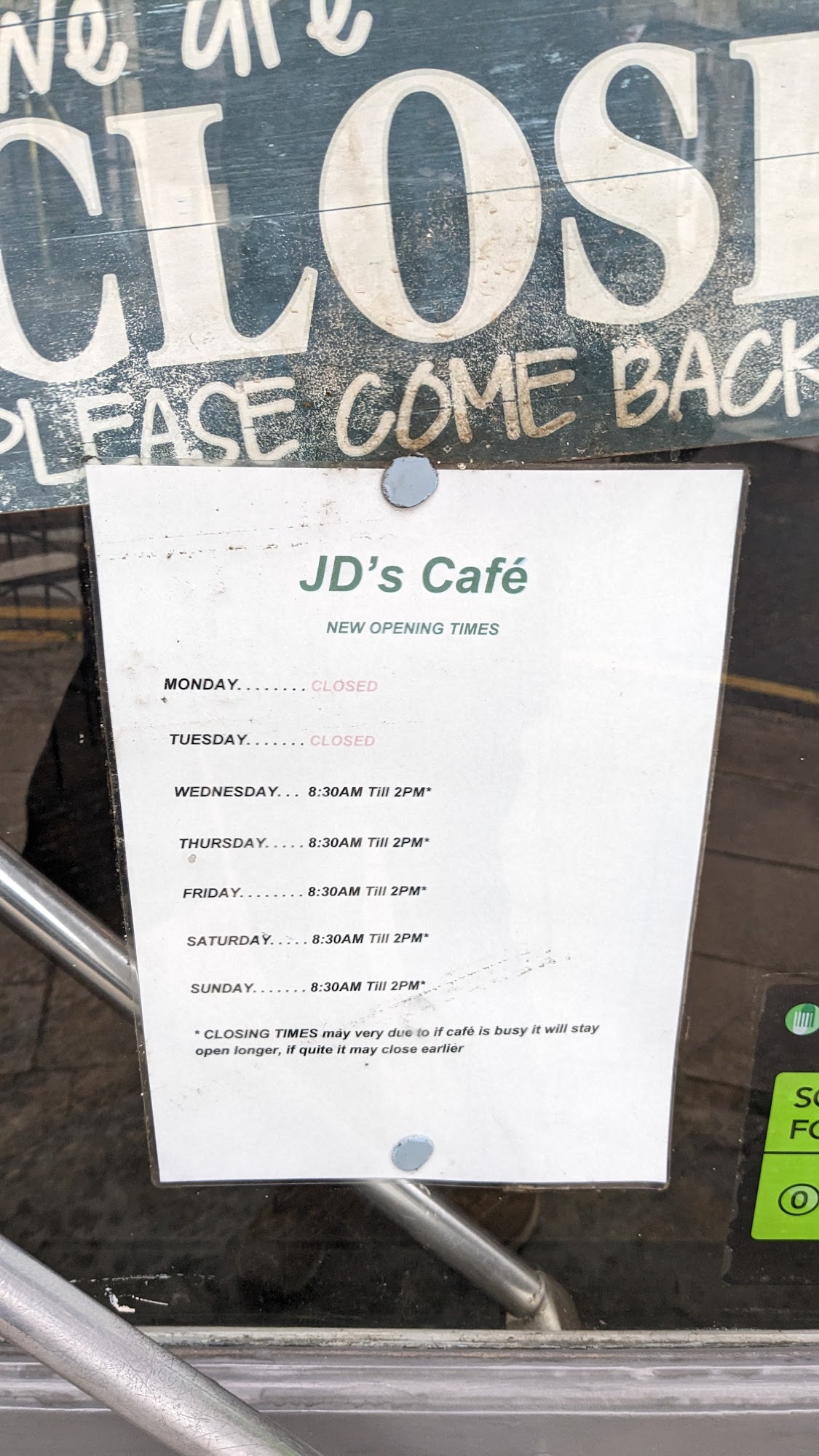 J D's Cafe Menu