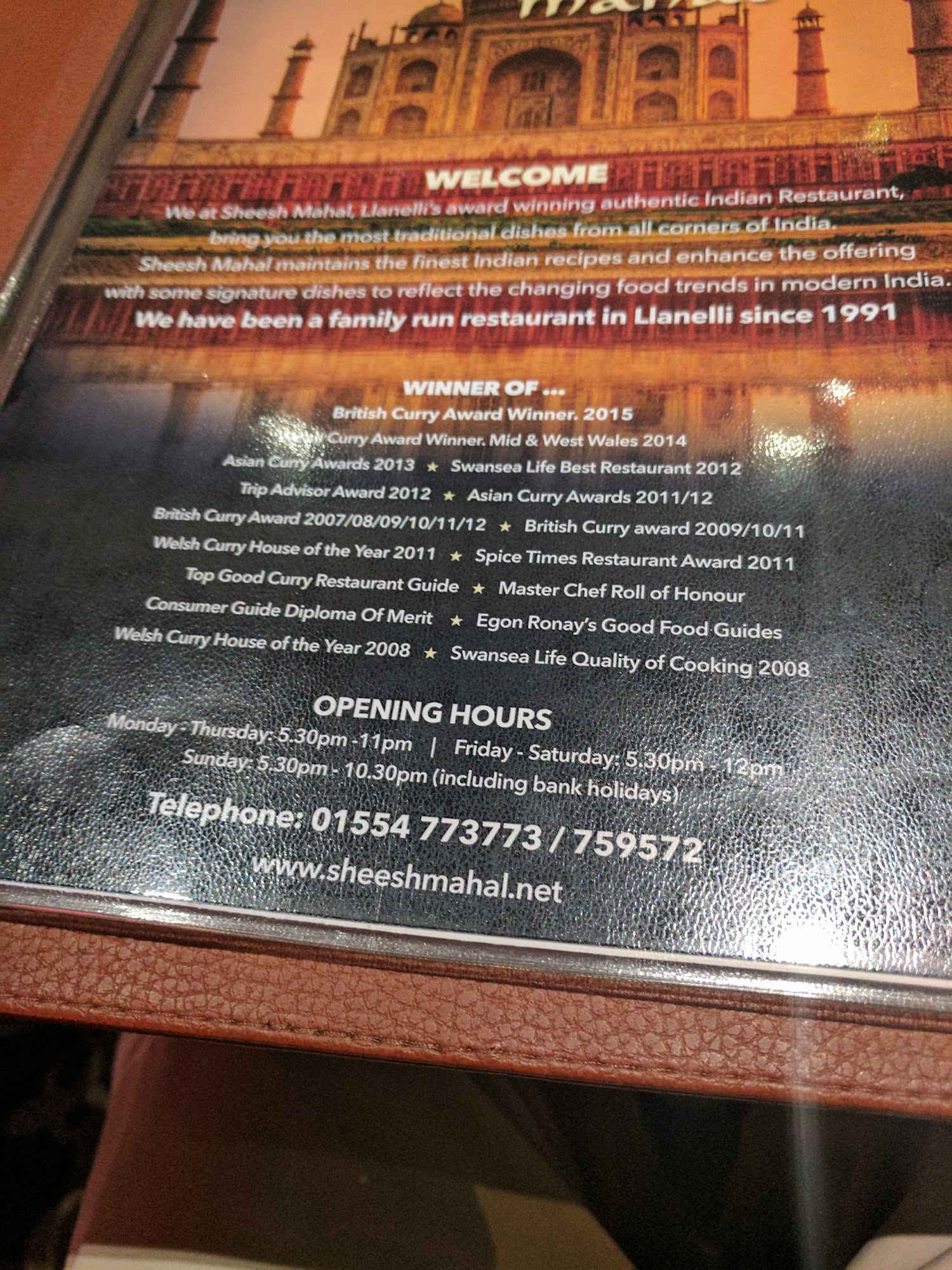 Sheesh Mahal Menu