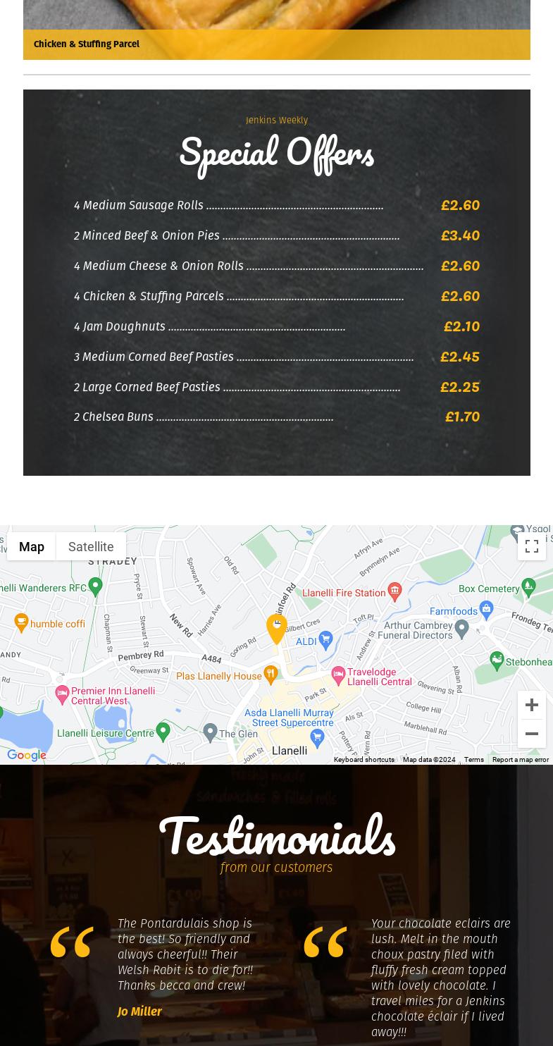 Jenkins Bakery Menu