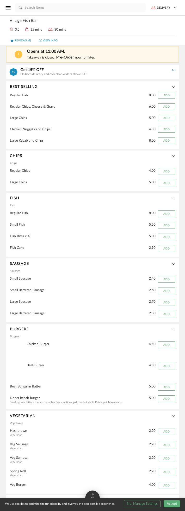 Village Fish Bar Bassaleg Menu