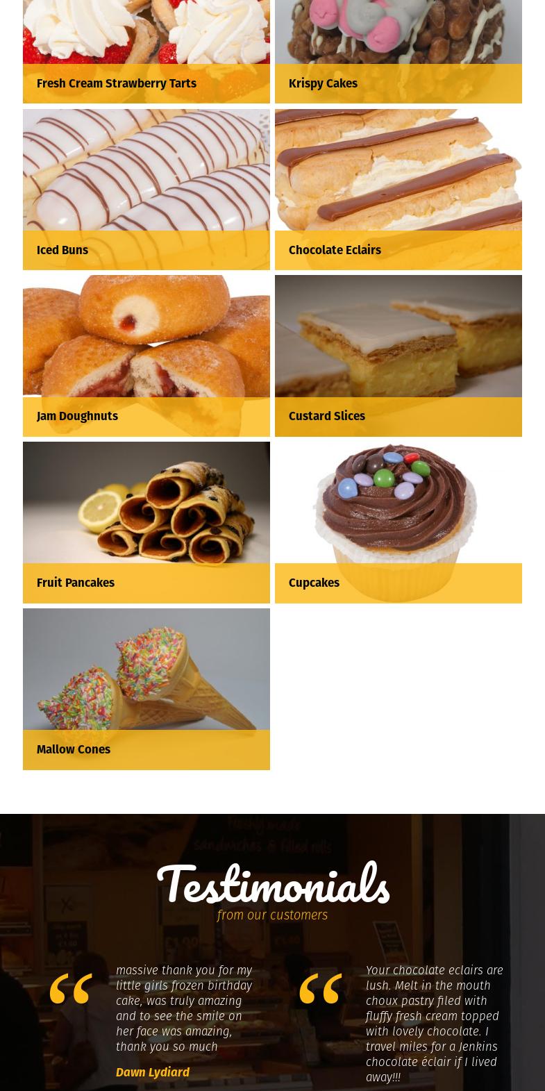 Jenkins Bakery Menu