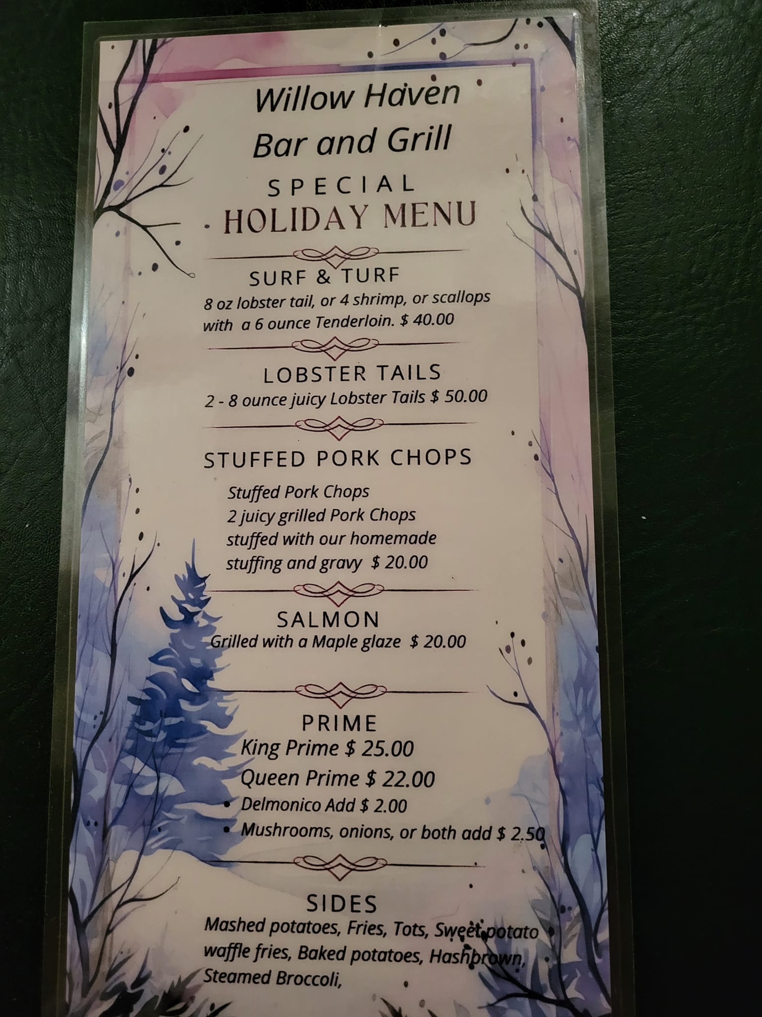 Haven Bar & Grill Menu