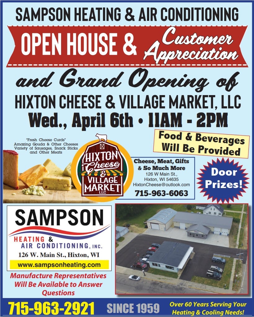 Sampson Heating & Air Conditioning 126 W Main St, Hixton Wisconsin 54635