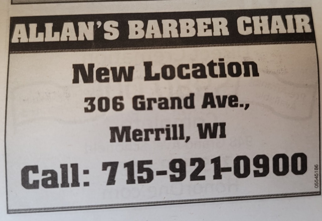 Allan's Barber Chair 306 Grand Ave, Merrill Wisconsin 54452