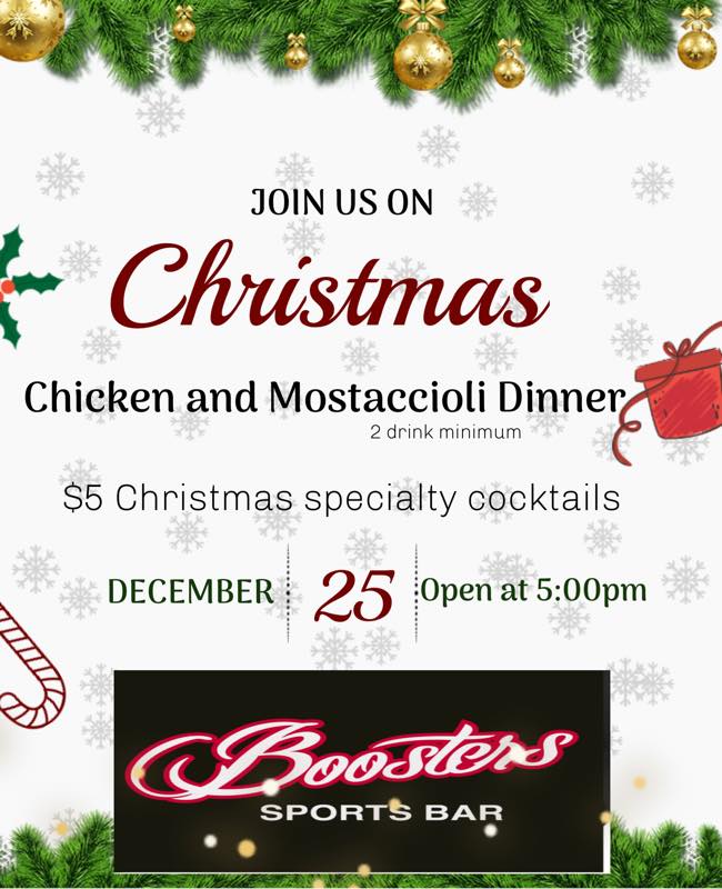 Boosters Bar Golf Simulator Menu