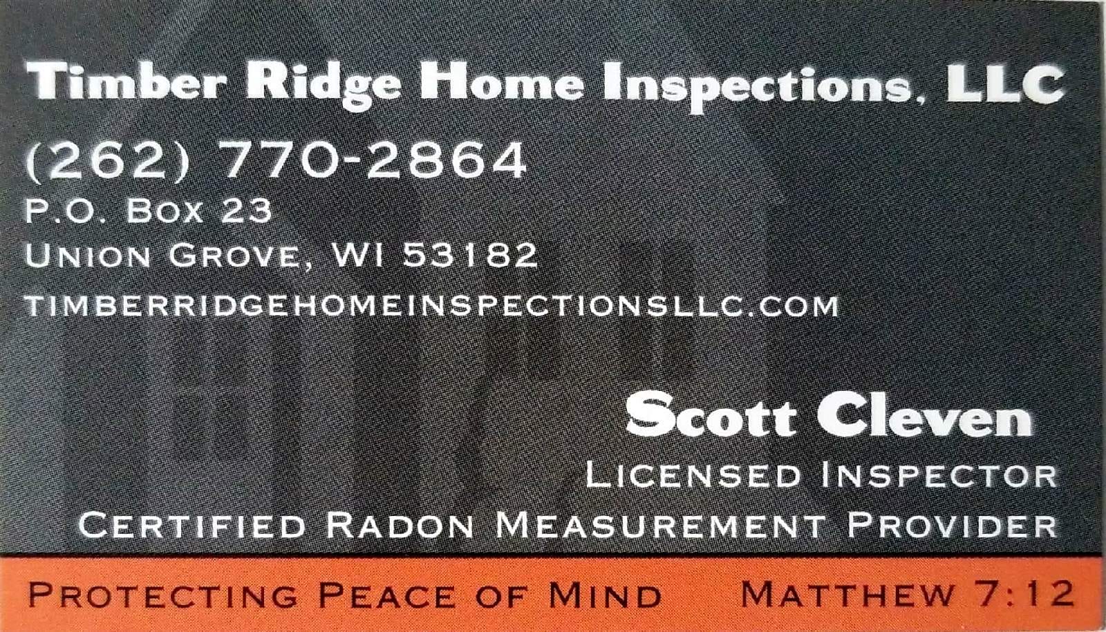 Timber Ridge Home Inspections LLC 1090 White Oak Dr, Union Grove Wisconsin 53182