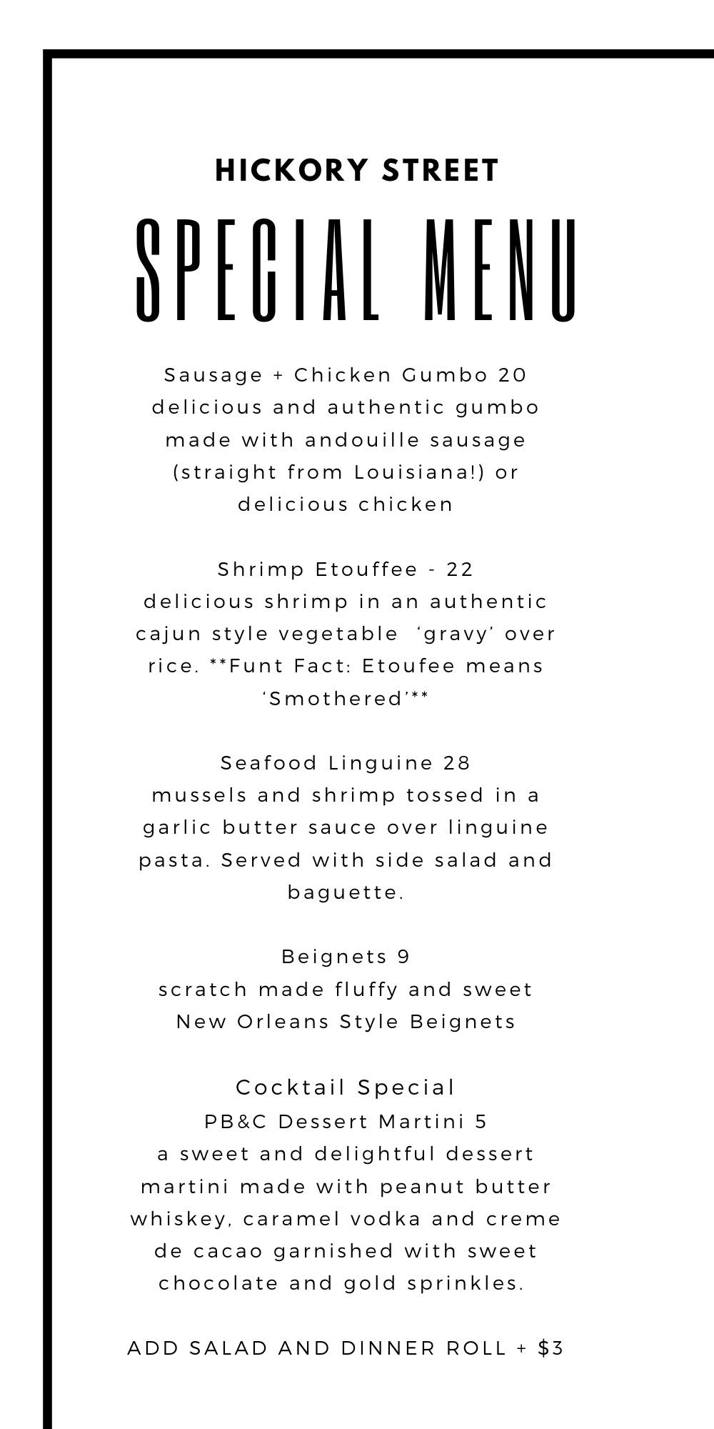 Ginger Bread House Menu